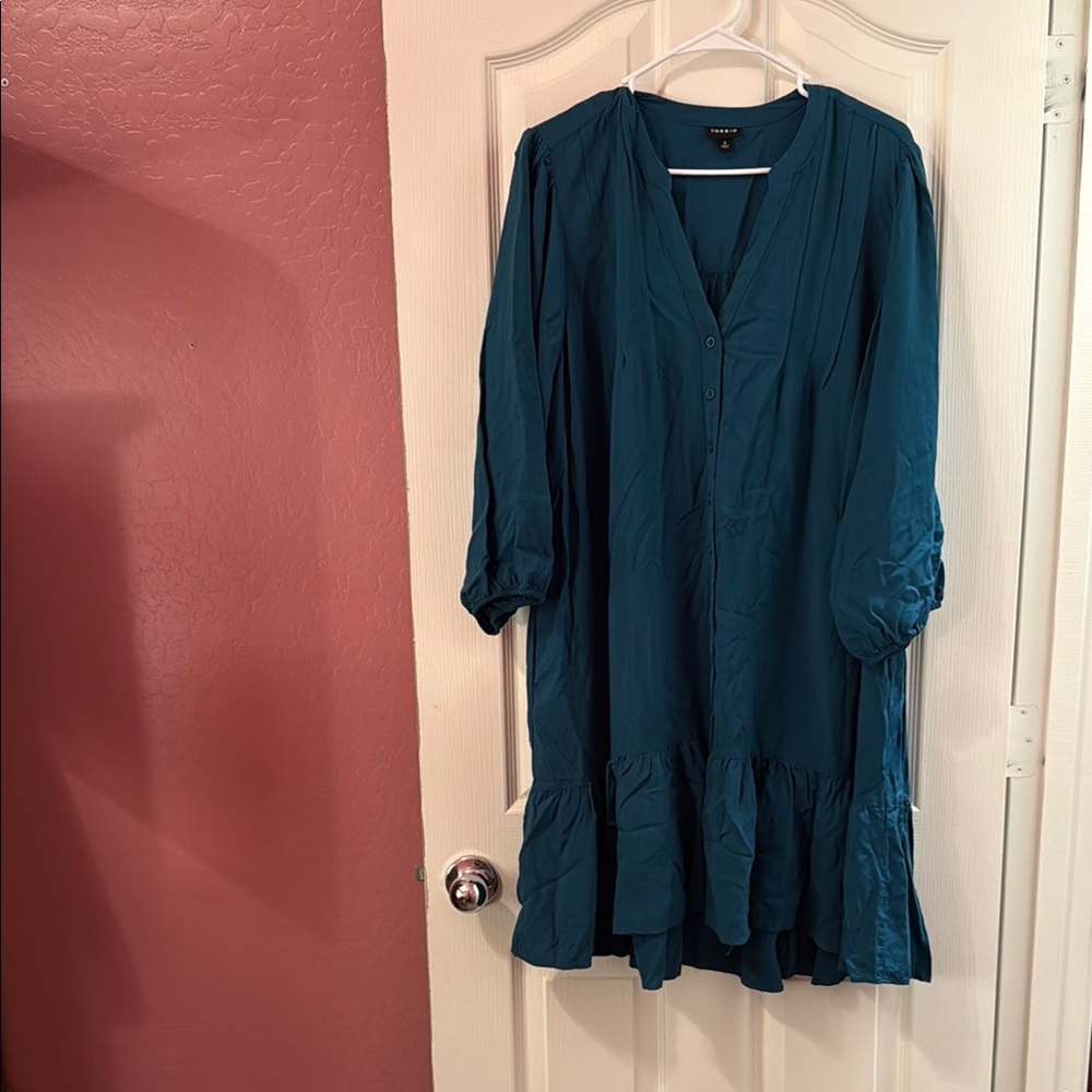 Torrid Blue V-Neck Long Sleeve Sundress